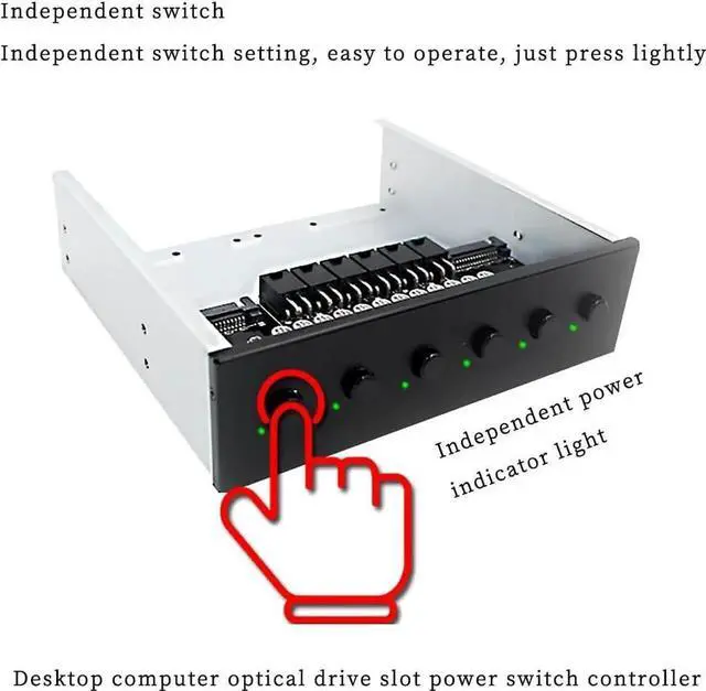 Alt view image 4 of 6 - PH6 5.25 Inch Bay 6-Port SATA 15Pin HDD Power Control Switch, Desktop Front Panel Hard Drive Power Management Controller