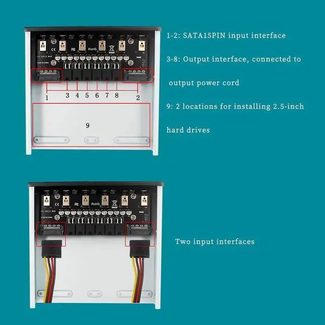 Alt view image 5 of 6 - PH6 5.25 Inch Bay 6-Port SATA 15Pin HDD Power Control Switch, Desktop Front Panel Hard Drive Power Management Controller