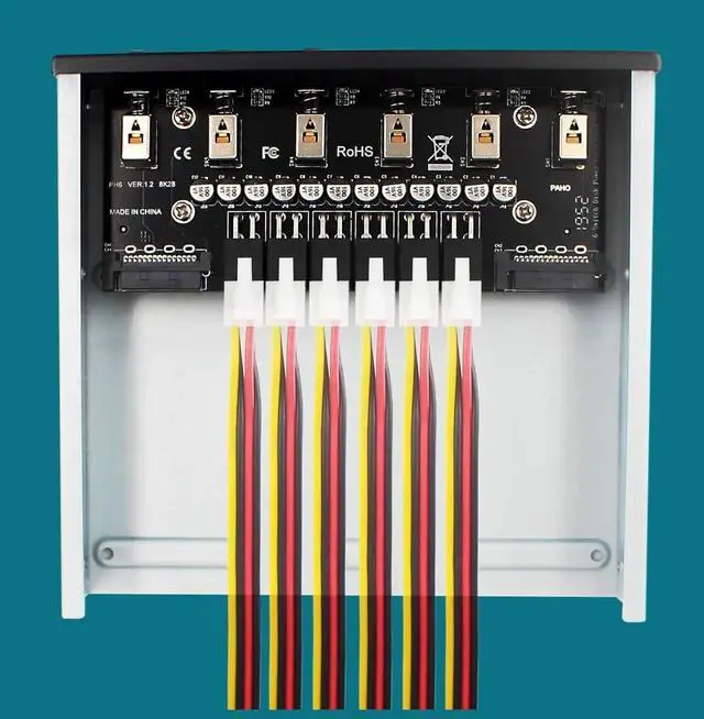 Alt view image 6 of 6 - PH6 5.25 Inch Bay 6-Port SATA 15Pin HDD Power Control Switch, Desktop Front Panel Hard Drive Power Management Controller
