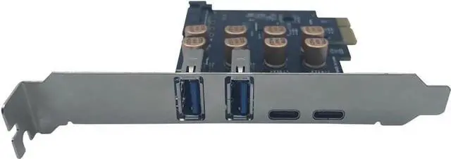 Alt view image 6 of 7 - PCIe X1 4-Port USB3.0+Type-C Expansion Card, D720201 Chip 5Gbps PCI Express Adapter with SATA Auxiliary Power