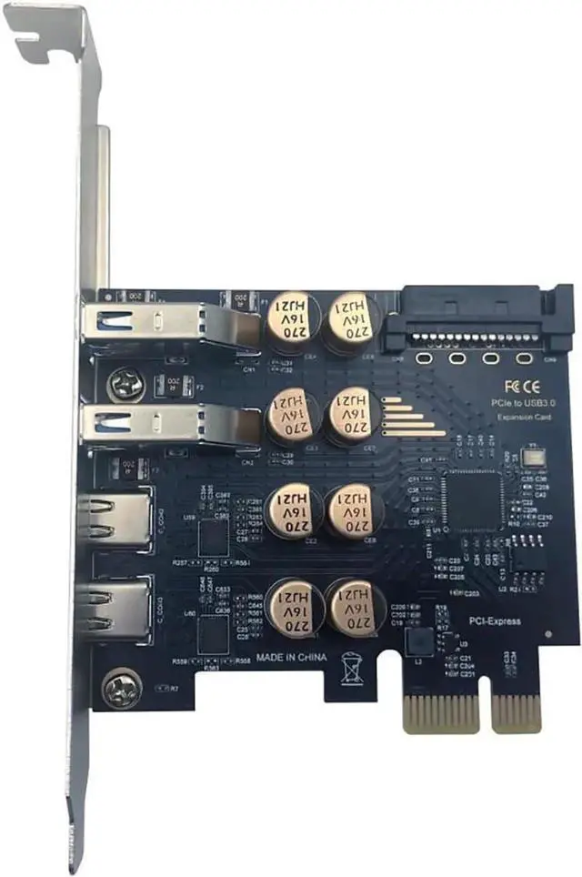 Alt view image 4 of 7 - PCIe X1 4-Port USB3.0+Type-C Expansion Card, D720201 Chip 5Gbps PCI Express Adapter with SATA Auxiliary Power