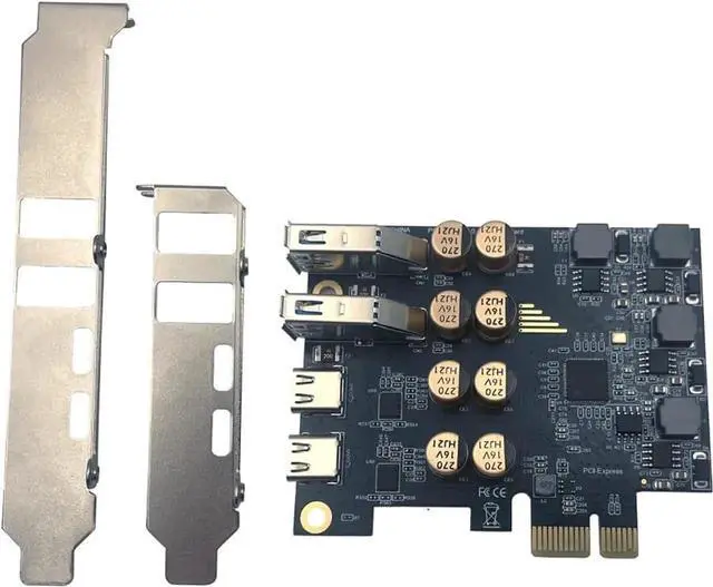 Alt view image 2 of 6 - PCIe to USB3.0 & USB-C Expansion Card, 5Gbps 4-Port Desktop Adapter with D720201 Controller, Bus Powered No Extra Power Port