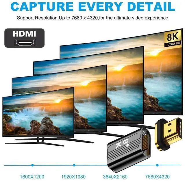 Alt view image 2 of 7 - Magnetic HDMI 2.1 Male to Female Adapter, 19Pin 8K HDMI Extension Connector for Laptop & HDTV