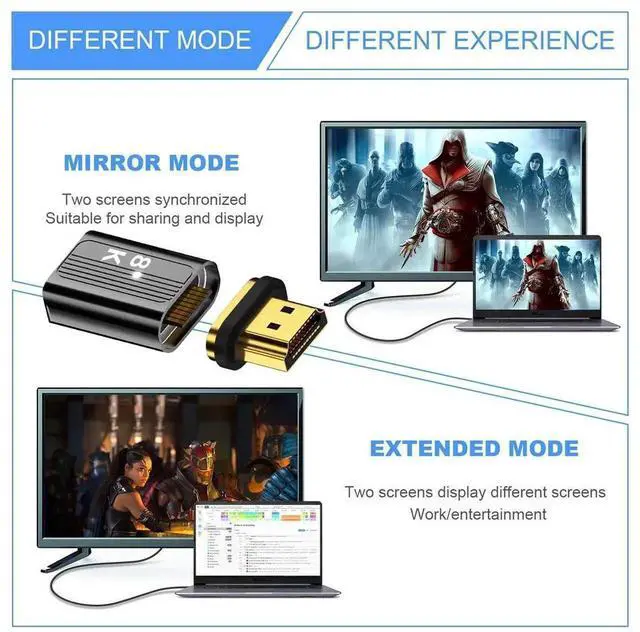 Alt view image 7 of 7 - Magnetic HDMI 2.1 Male to Female Adapter, 19Pin 8K HDMI Extension Connector for Laptop & HDTV