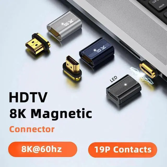 Alt view image 3 of 7 - Magnetic HDMI 2.1 Male to Female Adapter, 19Pin 8K HDMI Extension Connector for Laptop & HDTV