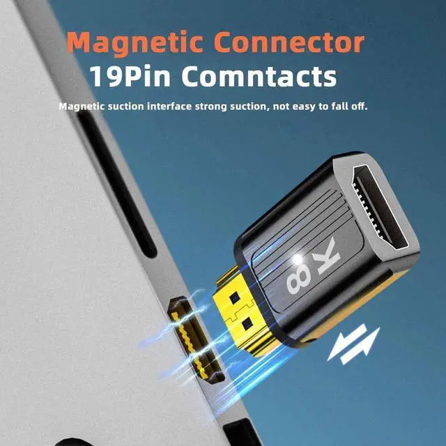 Alt view image 4 of 7 - Magnetic HDMI 2.1 Male to Female Adapter, 19Pin 8K HDMI Extension Connector for Laptop & HDTV