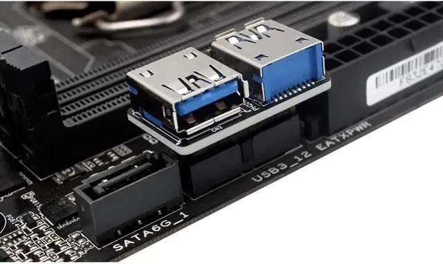 Alt view image 2 of 7 - Motherboard USB3.0 19/20Pin Header to Dual USB A Port Adapter, Male to Female Front Panel USB Splitter Connector for PC Computer Chassis Modding PH22