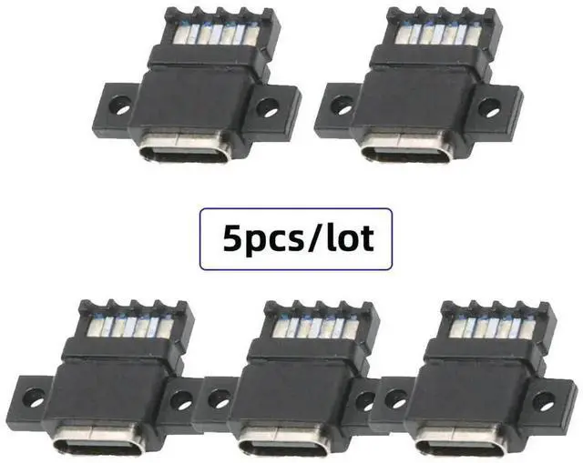 Alt view image 5 of 7 - 5Pcs/Set Screw Mount Type-C Female to 6Pin PCBA Header Socket, DC 5V-20V PD Power DIY OEM Panel Mount USB-C Connector