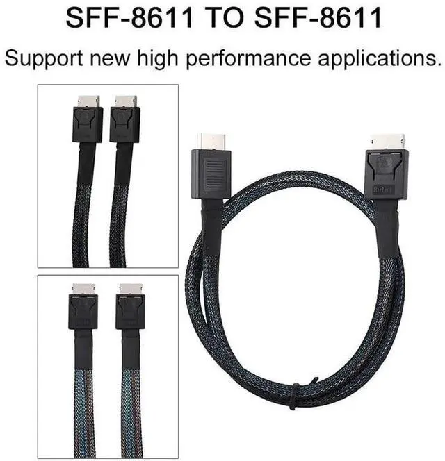 Alt view image 5 of 6 - 50cm Active OCuLink SFF-8611 4i to SFF-8611 PCIe Data Cable, Gold-Plated NVMe SSD Server Internal Extension Cord
