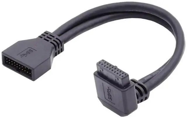 Main image of 90 Degree Down Angle USB3.0 19/20Pin Header Extension Cable, Male to Female Motherboard Front Panel USB Adapter