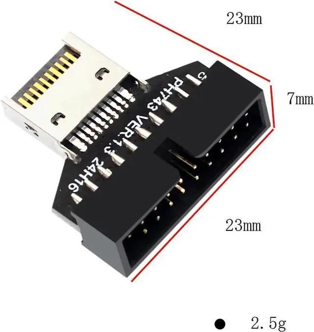 Alt view image 4 of 6 - PH743 USB3.2 Type-E 20Pin to 19Pin Header Adapter, Motherboard Internal Converter for Front Panel USB-A & USB-C Expansion