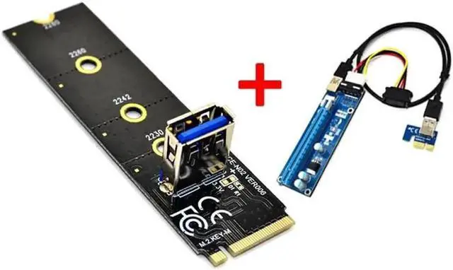 Alt view image 5 of 5 - M.2 NGFF M-Key to PCIe X16 Mining Riser Adapter, Triple Power (SATA+Molex 4Pin+PCIe 6Pin) GPU Extension Riser Card for Mining Rig & Antminer