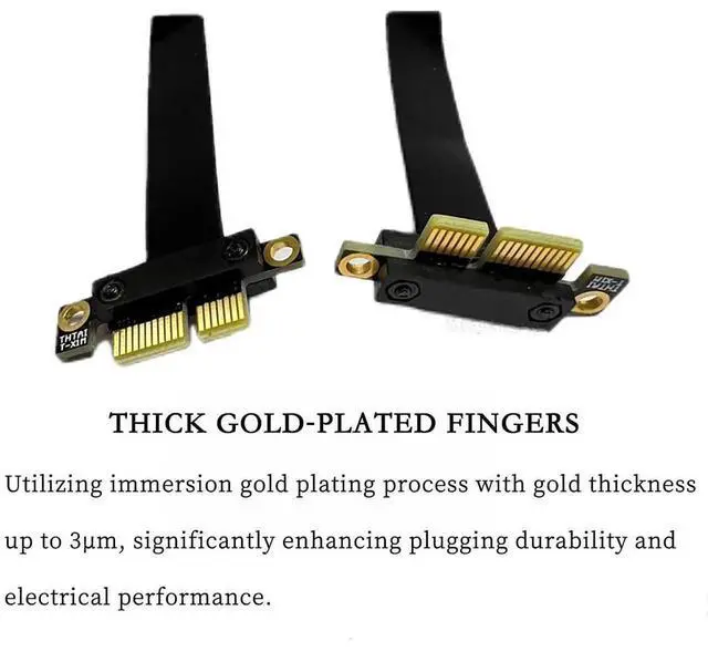 Alt view image 6 of 7 - 15cm Reverse 90 Degree PCIe 3.0 X1 Riser Cable, Flexible PE PCI-E X1 to X1 Extension Cord Gold-Plated for NIC, Sound Card and Low-Power GPU