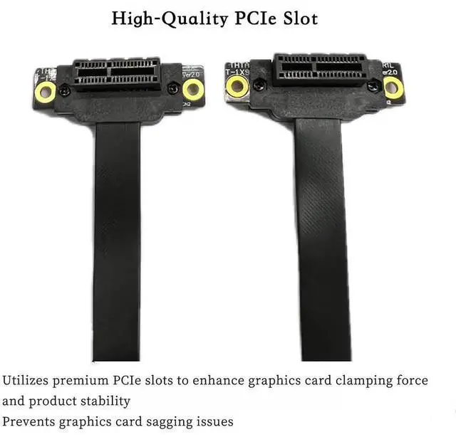 Alt view image 2 of 7 - 20cm Reverse 90 Degree PCIe 3.0 X1 Riser Cable, Flexible PE PCI-E X1 to X1 Extension Cord Gold-Plated for NIC, Sound Card & Low-Power GPU