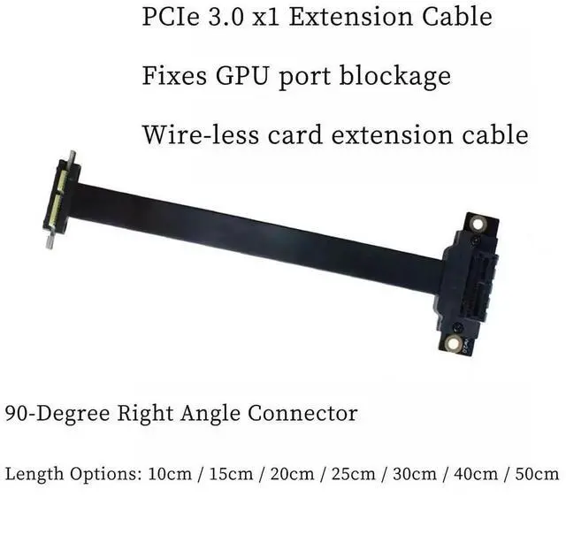 Alt view image 2 of 5 - 30cm 90 Degree PCIe 3.0 X1 Riser Extension Cable, Flexible PE PCI-E X1 to X1 Cord with Gold-Plated Terminals for NIC, Sound Card and Low-Power GPU