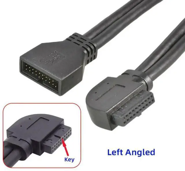 Alt view image 5 of 7 - 90° Left Angle USB3.0 19/20Pin Male to Female Header Extension Adapter, Motherboard Internal USB Port Extender