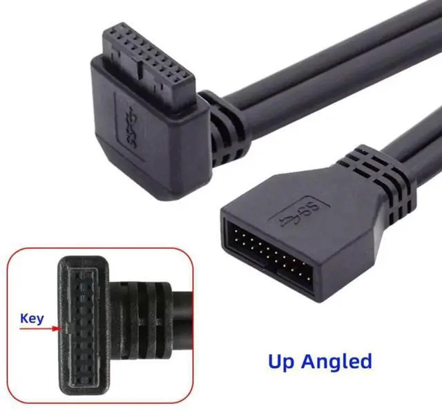 Alt view image 5 of 7 - 90° Up Angle USB3.0 19/20Pin Male to Female Header Extension Adapter, Mainboard Internal USB Port Extender