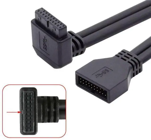 Alt view image 6 of 7 - 90° Up Angle USB3.0 19/20Pin Male to Female Header Extension Adapter, Mainboard Internal USB Port Extender