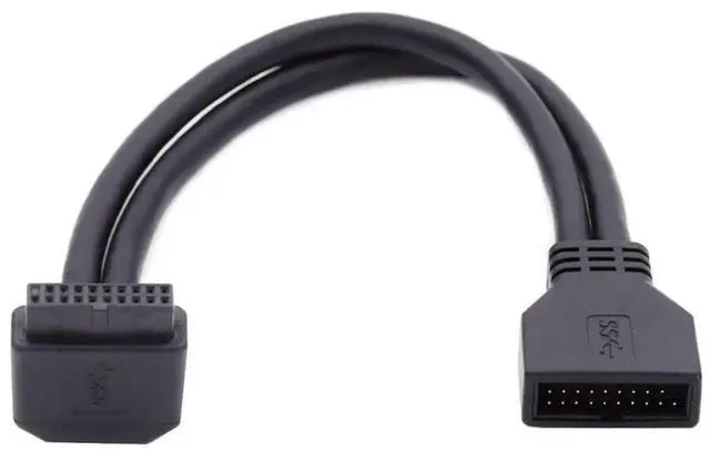 Alt view image 7 of 7 - 90° Up Angle USB3.0 19/20Pin Male to Female Header Extension Adapter, Mainboard Internal USB Port Extender