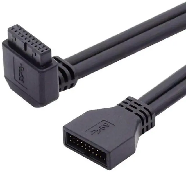 Alt view image 4 of 7 - 90° Up Angle USB3.0 19/20Pin Male to Female Header Extension Adapter, Mainboard Internal USB Port Extender