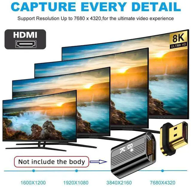 Alt view image 5 of 6 - HDMI 2.1 Magnetic Male to Female Adapter, Full 19Pin Gold-Plated Contacts, 8K@60Hz 48Gbps UHD Video Coupler for Laptop, HDTV, Monitor & Projector