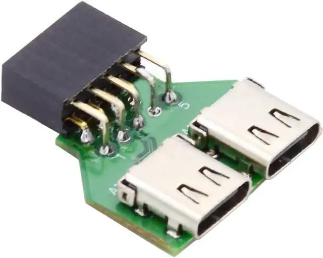 Main image of Dual USB-C Female to Mainboard 9/10Pin USB2.0 Header Adapter PCB, 480Mbps Type-C Front Panel Extension Board