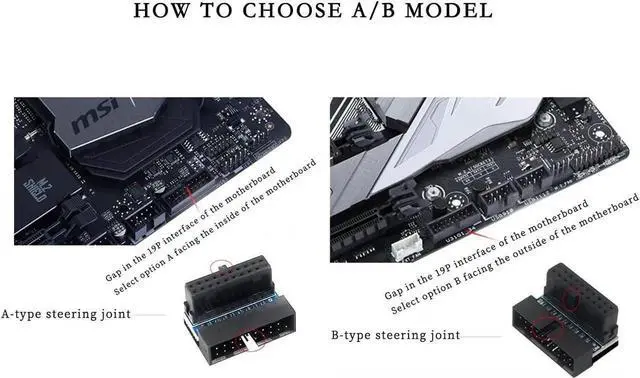 Alt view image 6 of 6 - PH19A Black & Blue 90° Right Angle USB3.0 Header Adapter, Vertical 19/20Pin to Horizontal Bend Connector for PC Internal Cable Management