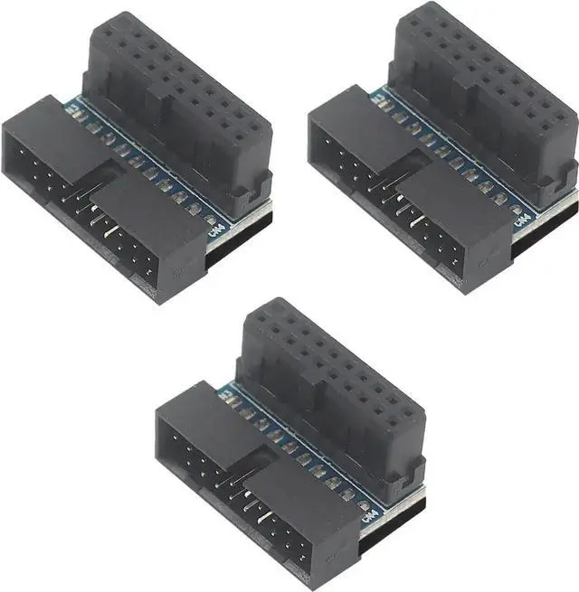 Main image of 3 Pack PH19B Black 90 Degree Right Angle USB3.0 Header Adapter, Vertical 19/20Pin to Horizontal Bend Connector for PC Chassis Cable Management