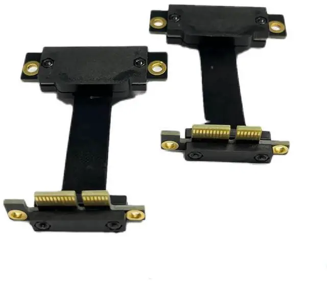 Alt view image 6 of 7 - 40cm Reverse 90 Degree PCIe 3.0 X1 Riser Extension Cable, Flexible PE PCI-E X1 to X1 Cord with Gold-Plated Terminals for NIC, Sound Card & Low-Power GPU