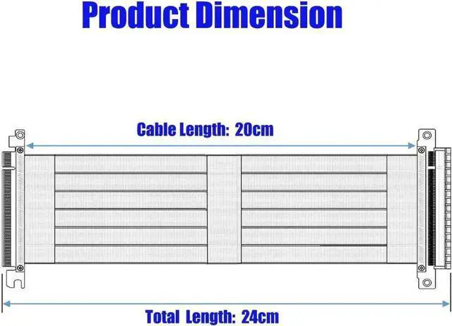 Alt view image 2 of 6 - PCIe 3.0 x16 Flexible Riser Extension Cable, High-Speed GPU Extender Cord for Graphics Card & Mining Rig Setup
