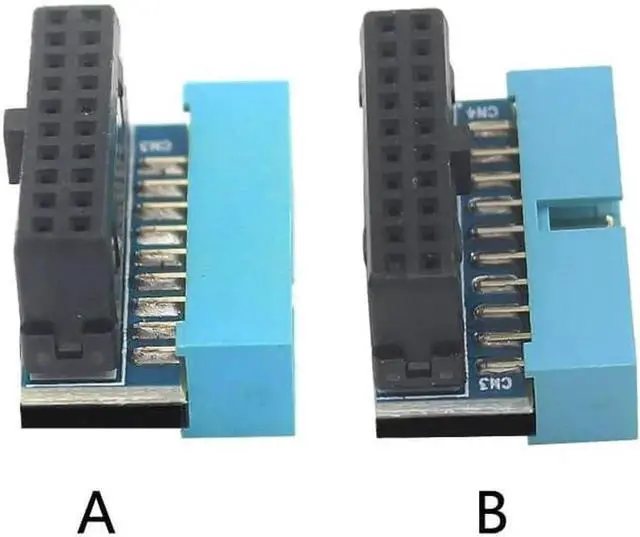 Alt view image 2 of 7 - 3 Pack PH19A Black & Blue 90° Right Angle USB3.0 Header Adapter, Vertical 19/20Pin to Side Bend Connector for PC Chassis Cable Routing Optimization