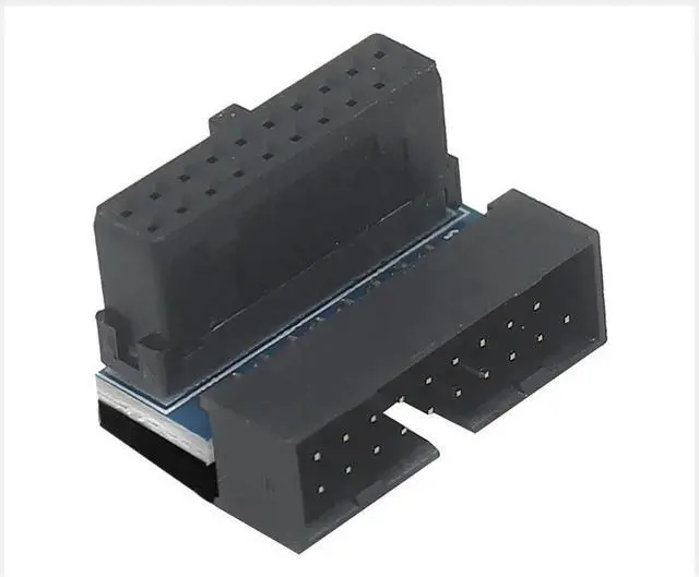 Alt view image 2 of 6 - 3 Pack PH19A Pure Black 90° Right Angle USB3.0 Header Adapter, Vertical 19/20Pin to Horizontal Bend Connector for PC Internal Cable Management