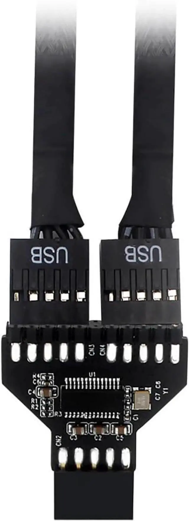 Alt view image 2 of 7 - PH78 Internal USB2.0 9Pin Header 1-to-2 Splitter Adapter, Motherboard 9PIN Port Expander for Water Cooling RGB Controller & Fan Speed Monitoring
