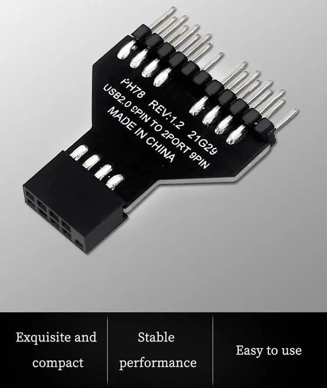 Alt view image 4 of 7 - PH78 Internal USB2.0 9Pin Header 1-to-2 Splitter Adapter, Motherboard 9PIN Port Expander for Water Cooling RGB Controller & Fan Speed Monitoring