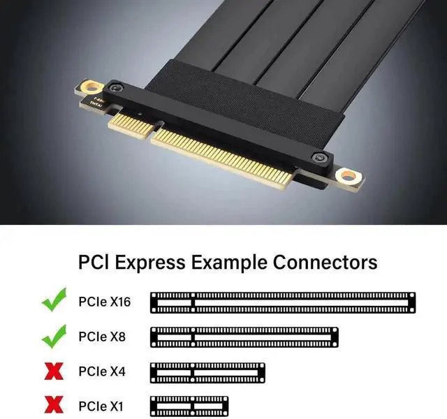 Alt view image 2 of 7 - 25cm 90° Female End PCIe 3.0 X8 Male to Female Riser Cable, PCI-E X8 High-Speed Expansion Cord for Server & Industrial PCI Cards