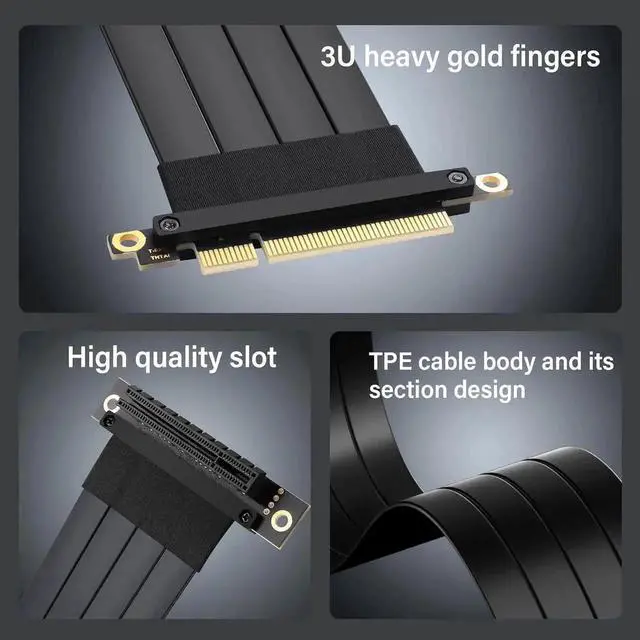 Alt view image 3 of 7 - 25cm 90° Female End PCIe 3.0 X8 Male to Female Riser Cable, PCI-E X8 High-Speed Expansion Cord for Server & Industrial PCI Cards