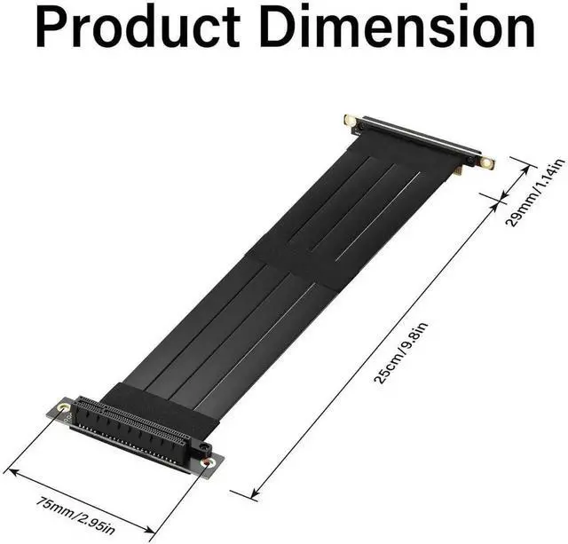 Alt view image 5 of 7 - 25cm Dual 90-Degree PCIe 3.0 X8 Male to Female Shielded Riser Cable, Right-Angle PCI-E X8 Extension Cord for Industrial Cards & Server Hardware