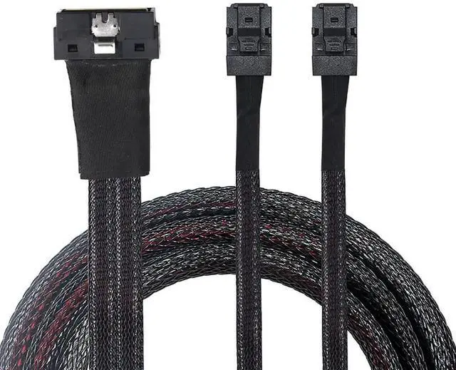 Main image of 1m (39.37in) SFF-8654 Slimline 8i to Dual SFF-8643 Mini SAS HD Server Breakout Cable, 12Gbps SAS3.0 32AWG Pure Copper Storage Harness