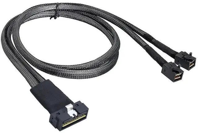 Alt view image 6 of 6 - 1m (39.37in) SFF-8654 Slimline 8i to Dual SFF-8643 Mini SAS HD Server Breakout Cable, 12Gbps SAS3.0 32AWG Pure Copper Storage Harness
