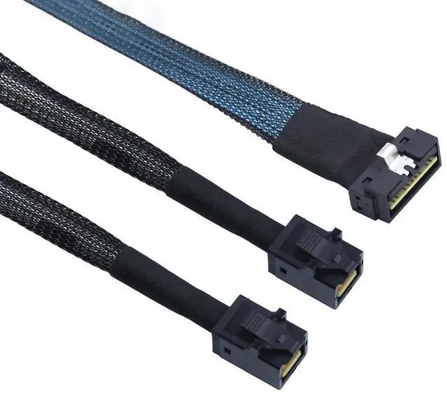 Alt view image 5 of 6 - 1m (39.37in) SFF-8654 Slimline 8i to Dual SFF-8643 Mini SAS HD Server Breakout Cable, 12Gbps SAS3.0 32AWG Pure Copper Storage Harness