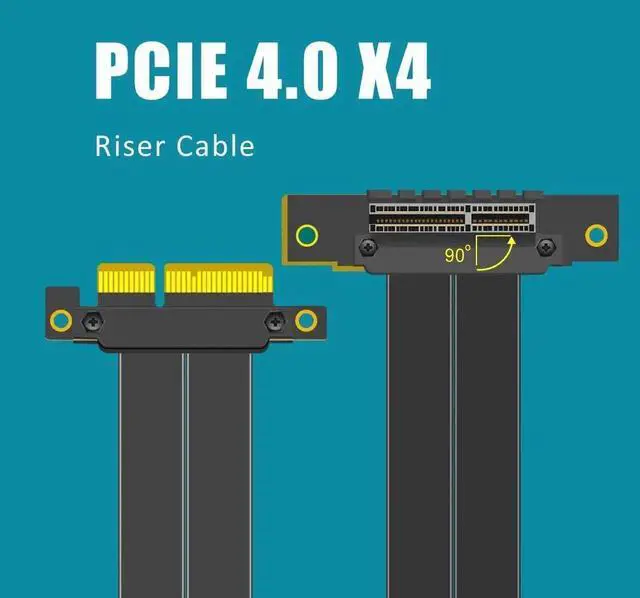 Alt view image 7 of 7 - 100mm PCIe 4.0 X4 Shielded Riser Cable, PCI-E X4 Male to Female Extension Cord for M.2 Adapter, WiFi, Sound & PCIe Expansion Cards