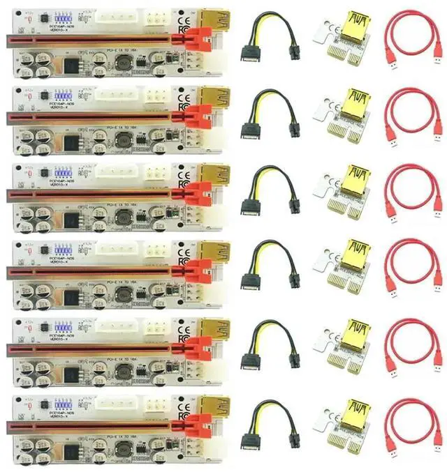 Main image of 6PCS/Pack 010 Model USB3.0 PCIe X1 to X16 GPU Riser Adapter Cable, PCI-E X16 Graphics Card Extender for Mining & Desktop PC