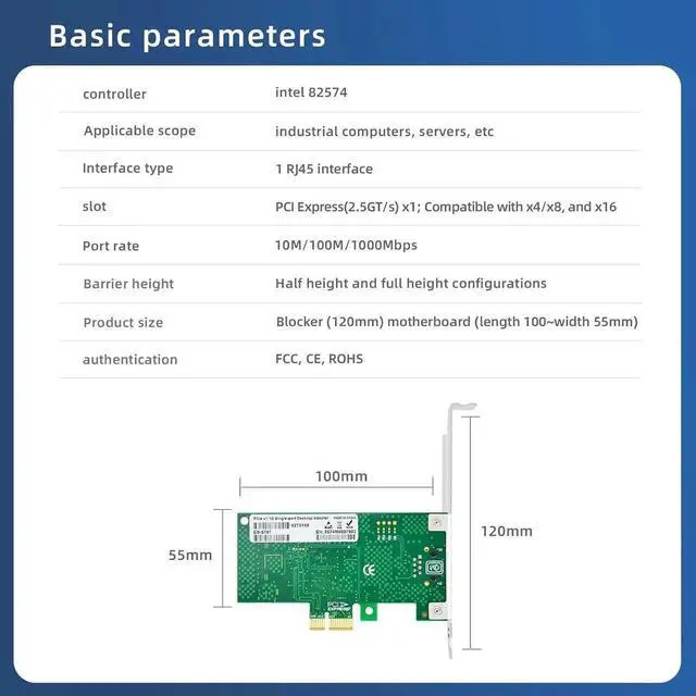 Alt view image 5 of 7 - EXPI9301CT Single Port Gigabit PCIe x1 NIC | Intel 82574L Controller RJ45 10/100/1000Mbps Server/Desktop Ethernet Card, PXE Diskless Boot Supported