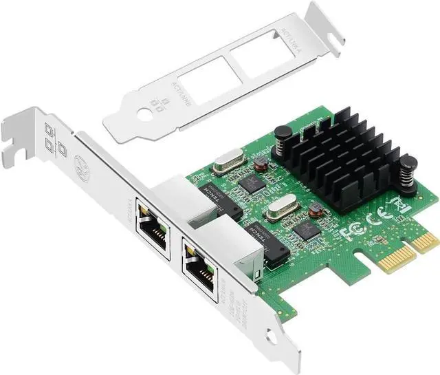 Main image of PCIe Dual Port Gigabit Ethernet Network Card with Realtek RTL8111G Chip, 2×RJ45 10/100/1000Mbps PCI Express LAN Adapter, Supports PXE Boot & WoL for Desktop PC, NAS, Soft Router