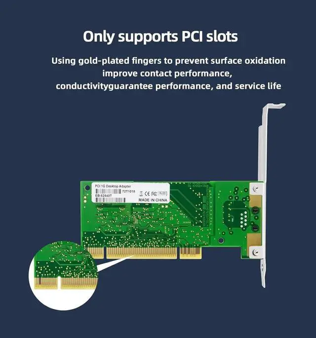 Alt view image 4 of 7 - 8390MT PCI Gigabit Ethernet Network Card with Intel 82540 Chip, Single RJ45 Port 10/100/1000Mbps PCI LAN Adapter, PXE Boot Supported Diskless Workstation NIC for Legacy Desktop, Home PC & Small Server