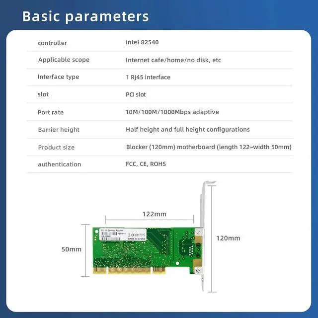 Alt view image 6 of 7 - 8390MT PCI Gigabit Ethernet Network Card with Intel 82540 Chip, Single RJ45 Port 10/100/1000Mbps PCI LAN Adapter, PXE Boot Supported Diskless Workstation NIC for Legacy Desktop, Home PC & Small Server