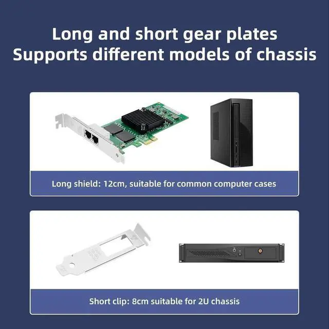 Alt view image 3 of 7 - Dual RJ45 PCIe X1 Gigabit Server NIC with Intel I350-AM2 Chip, I350-T2 Equivalent 2-Port 10/100/1000Mbps LAN Adapter, Supports Windows, Windows Server, Linux, Ubuntu & FreeBSD