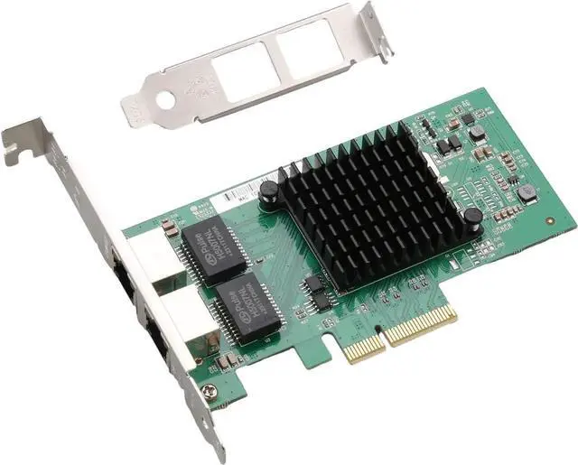 Main image of Dual-Port PCIe X4 Gigabit Server NIC, Intel I350-T2 Chip 2×RJ45 10/100/1000Mbps Ethernet Adapter, Supports Windows, Windows Server, Linux, FreeBSD & DOS