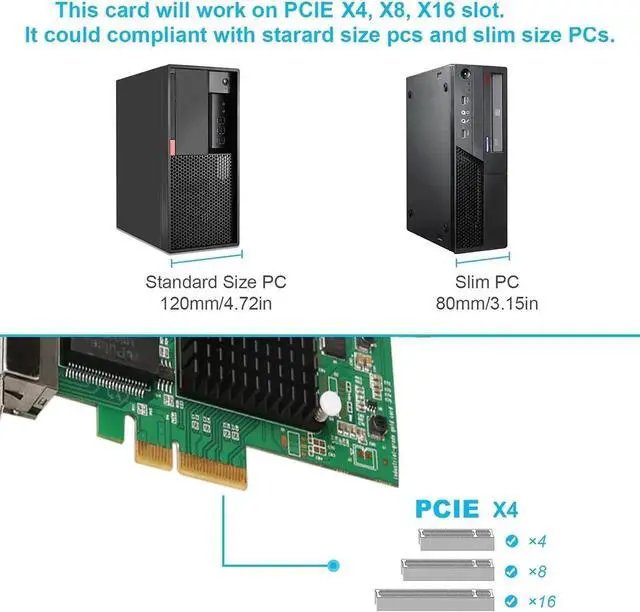 Alt view image 5 of 7 - Dual-Port PCIe X4 Gigabit Server NIC, Intel I350-T2 Chip 2×RJ45 10/100/1000Mbps Ethernet Adapter, Supports Windows, Windows Server, Linux, FreeBSD & DOS