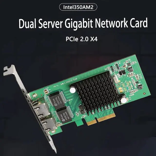Alt view image 6 of 7 - Dual-Port PCIe X4 Gigabit Server NIC, Intel I350-T2 Chip 2×RJ45 10/100/1000Mbps Ethernet Adapter, Supports Windows, Windows Server, Linux, FreeBSD & DOS